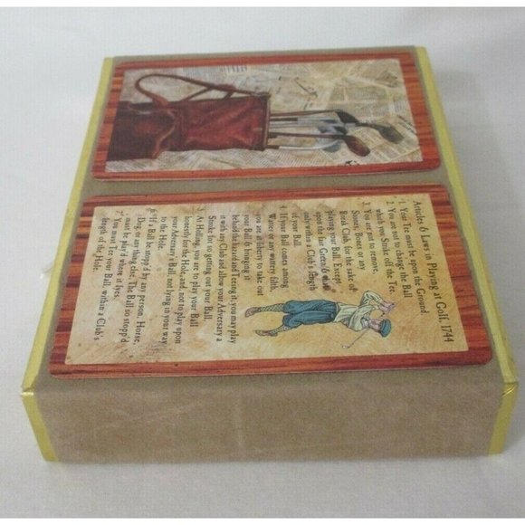 Vintage Congress Golf Theme Two Pack Playing Cards Velvet Case Storage Drawer - Picture 4 of 9